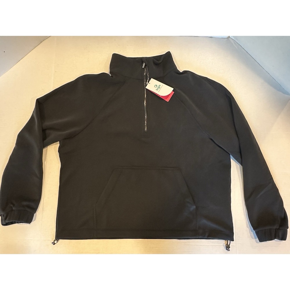 Igua Quarter Zip Pullover Sweatshirt Adjustable Waist Black Women's Size Medium
